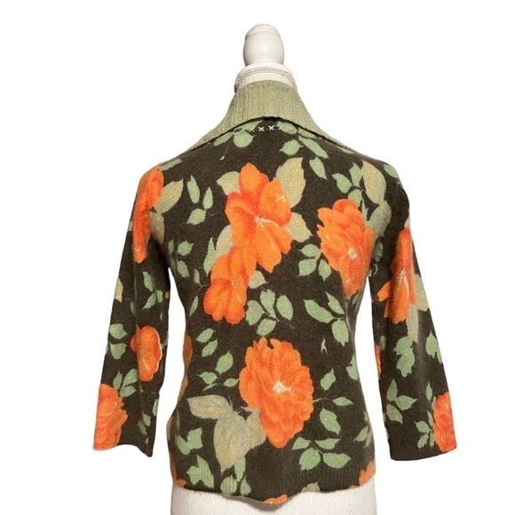 FREE PEOPLE LIGHTWEIGHT SOFT FLORAL ZIPPERED SWEATER SIZE MEDIUM - Picture 4 of 11